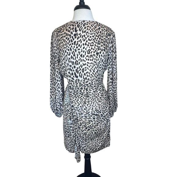 MAJE Ricata Leopard Print Ruched Ruffle Skirt Mini Dress Size FR 40 / US 8 - Picture 2 of 15